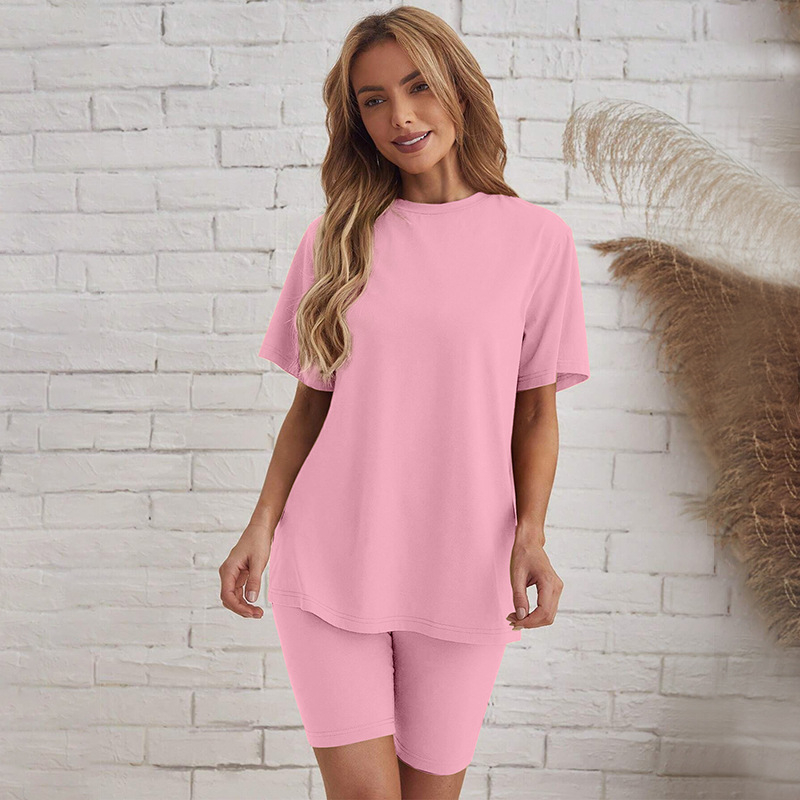 Predimenzionirana plus size majica kratkih rukava, uske kratke hlače, vanjska odjeća, pidžama, žensko široko, slim-fit odijelo za europsko i američko prozračno ležerno odijelo