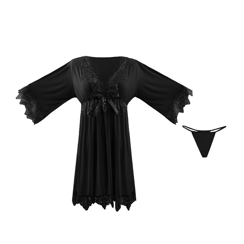 Népszerű online hírességek hálóruhája csipkével hímzett Ice Silk szexi plus size laza karcsúsító szexi hálóruha nagykereskedelemben