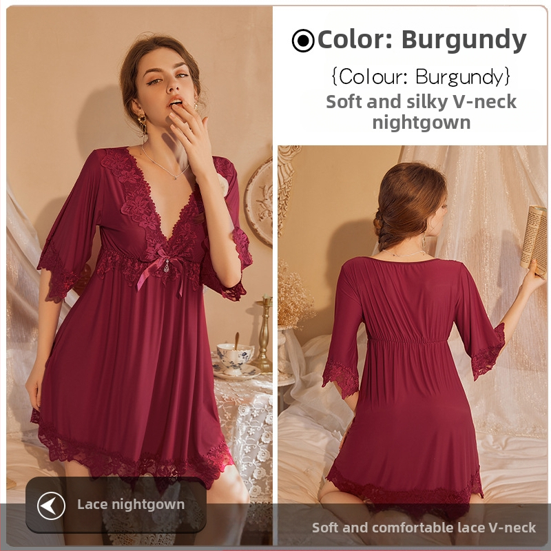 Népszerű online hírességek hálóruhája csipkével hímzett Ice Silk szexi plus size laza karcsúsító szexi hálóruha nagykereskedelemben