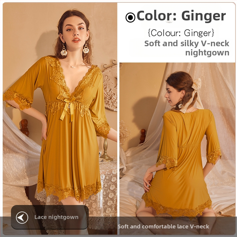 Népszerű online hírességek hálóruhája csipkével hímzett Ice Silk szexi plus size laza karcsúsító szexi hálóruha nagykereskedelemben