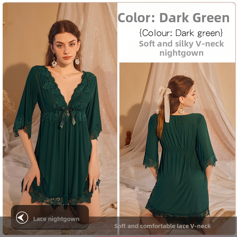 Népszerű online hírességek hálóruhája csipkével hímzett Ice Silk szexi plus size laza karcsúsító szexi hálóruha nagykereskedelemben