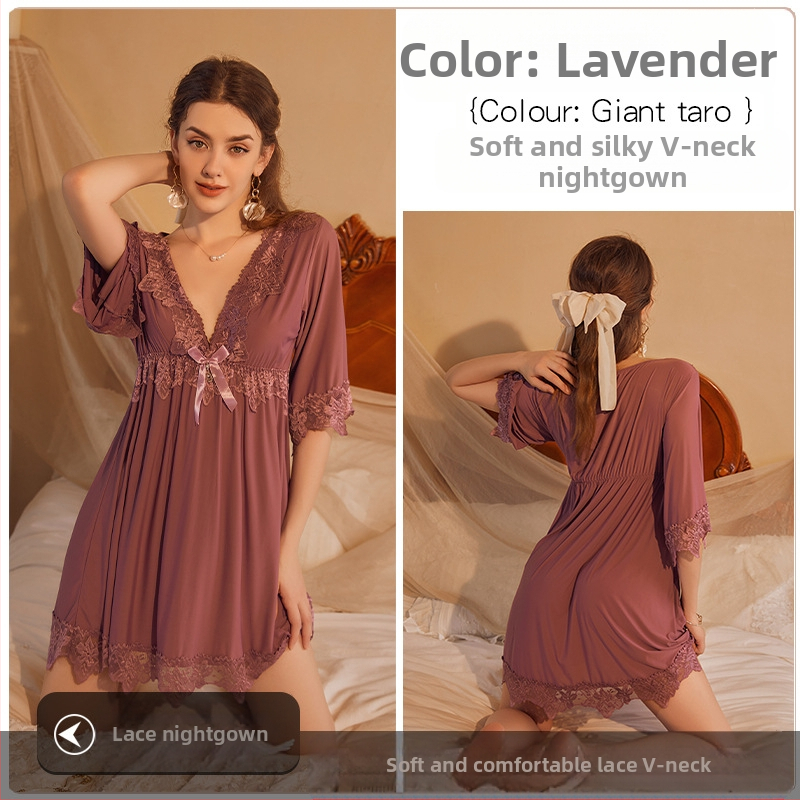 Népszerű online hírességek hálóruhája csipkével hímzett Ice Silk szexi plus size laza karcsúsító szexi hálóruha nagykereskedelemben