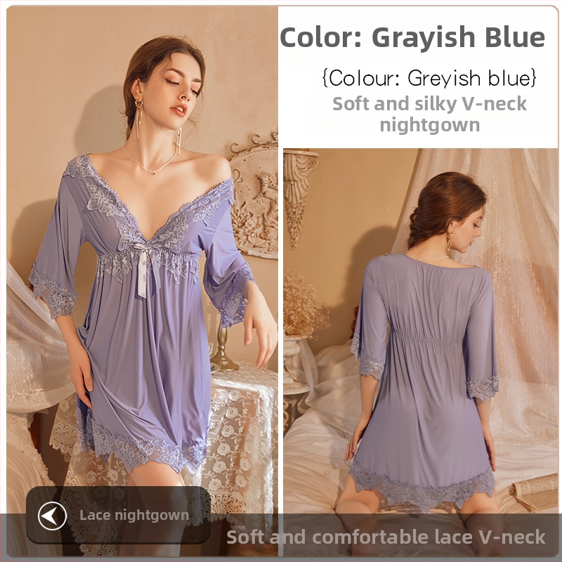 Népszerű online hírességek hálóruhája csipkével hímzett Ice Silk szexi plus size laza karcsúsító szexi hálóruha nagykereskedelemben