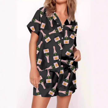 2024 Διασυνοριακό Εξωτερικό Εμπόριο Δημιουργική Μπύρα Τρισδιάστατη Εκτύπωση Casual Άνετα Εξωτερικά Φορέματα Κοντά Μανίκια Σορτς Αρχική Ρούχα Κοστούμι Γυναικεία