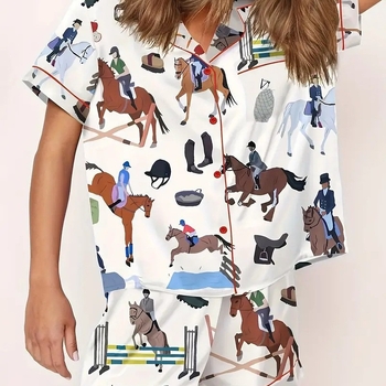 Μόδα Cardigan Πιτζάμες με Κοντά Μανίκια Ρούχα Σπιτιού Καλοκαιρινά Κοντά Μανίκια 3D Εκτυπωμένα Γυναικεία Κοστούμια Σπιτιού