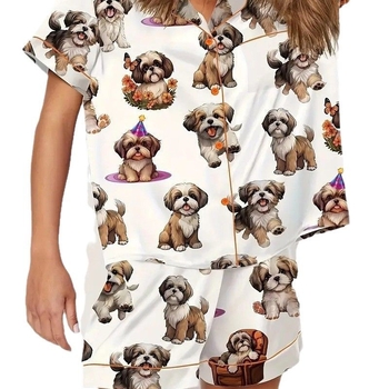 Μόδα Cardigan Πιτζάμες με Κοντά Μανίκια Ρούχα Σπιτιού Καλοκαιρινά Κοντά Μανίκια 3D Εκτυπωμένα Γυναικεία Κοστούμια Σπιτιού