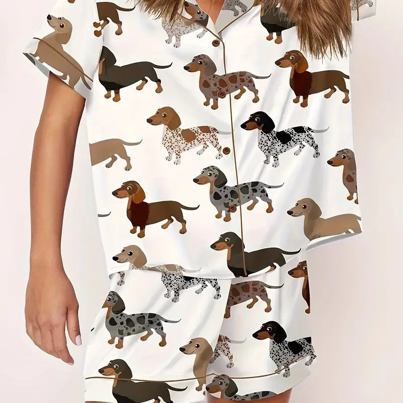 Femeii vară cu mânecă scurtă imprimate 3D cardigan pijamale cu mânecă scurtă costum de casă casual cu mânecă scurtă