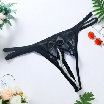 Permatomos nėrinių atviros ilgos G-string juostelės be lankelio seksualios karoliukų pagundos apatiniai, madingi moterims, japoniško stiliaus