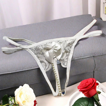 Permatomos nėrinių atviros ilgos G-string juostelės be lankelio seksualios karoliukų pagundos apatiniai, madingi moterims, japoniško stiliaus