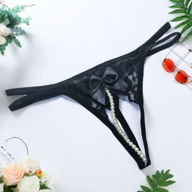 Lenjerie intimă transparentă din dantelă deschisă, lungă, G-string, fără arc, sexy, cu mărgele, tentație, stil japonez pentru femei