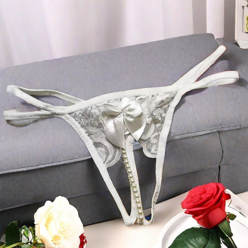 Permatomos nėrinių atviros ilgos G-string juostelės be lankelio seksualios karoliukų pagundos apatiniai, madingi moterims, japoniško stiliaus