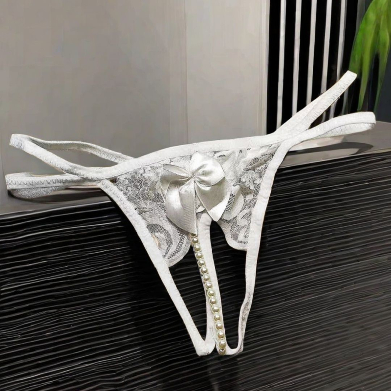 Permatomos nėrinių atviros ilgos G-string juostelės be lankelio seksualios karoliukų pagundos apatiniai, madingi moterims, japoniško stiliaus