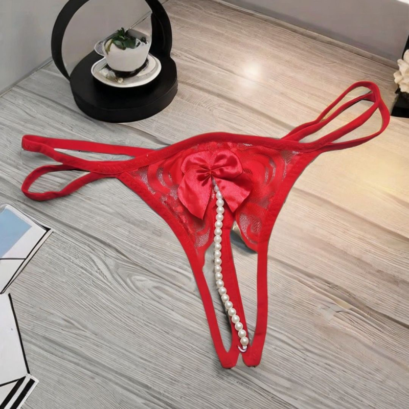 Permatomos nėrinių atviros ilgos G-string juostelės be lankelio seksualios karoliukų pagundos apatiniai, madingi moterims, japoniško stiliaus