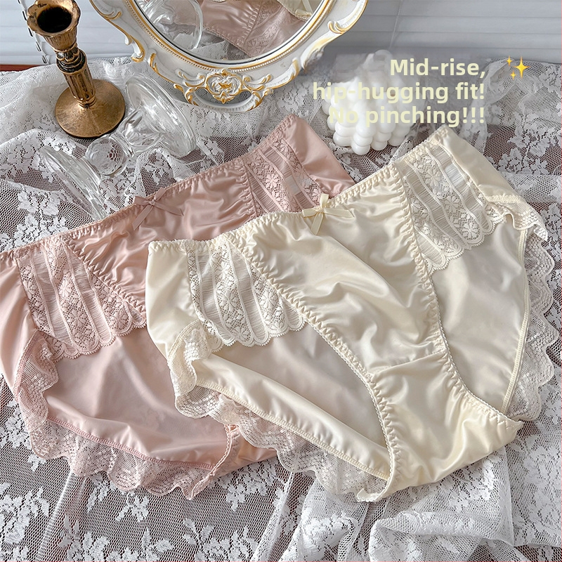 Prabangūs, aukštos kokybės atlasiniai moteriški apatiniai. Besiūlės, vidutinio juosmens „Ice Silk“ odos neerzinančios, lengvos, kvėpuojančios, seksualios, „Pure Desire“ didelių dydžių kelnaitės.