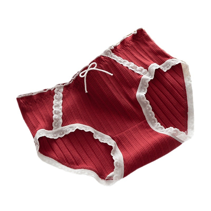 Sweet Lolita suurpunane aluspesu naistele, armsad ja magusad tüdrukute aluspüksid, puhtast puuvillast siseõmbluse keskvööni naiste aluspesu