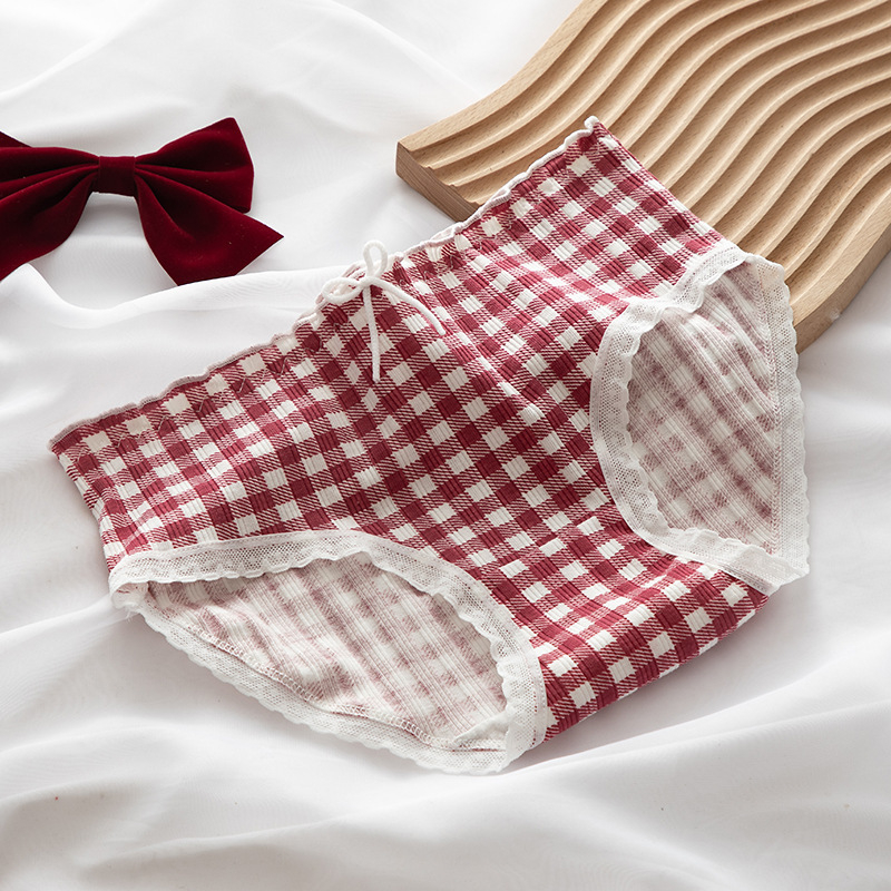 Sweet Lolita suurpunane aluspesu naistele, armsad ja magusad tüdrukute aluspüksid, puhtast puuvillast siseõmbluse keskvööni naiste aluspesu