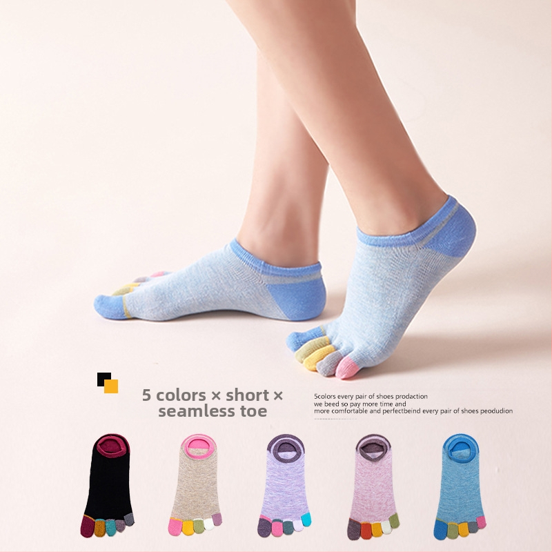 Tiesioginės gamyklinės tarpvalstybinės užsienio prekybos penkių pirštų moteriškos medvilninės vasarinės nematomos trumpos vamzdelio formos kojinės su japoniškomis Mori pirštų kojinėmis