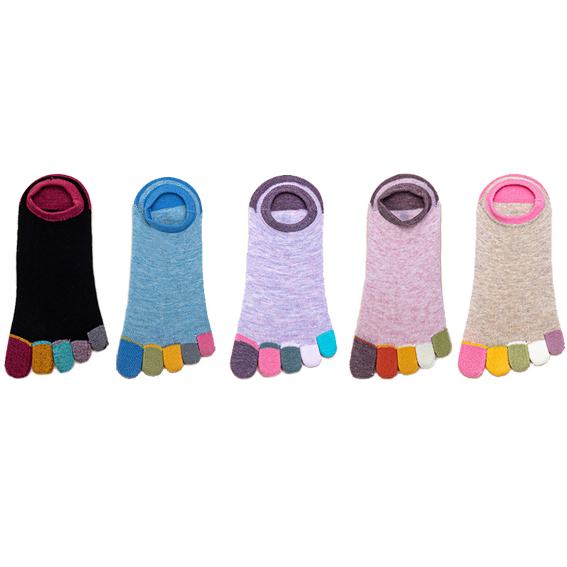 Tiesioginės gamyklinės tarpvalstybinės užsienio prekybos penkių pirštų moteriškos medvilninės vasarinės nematomos trumpos vamzdelio formos kojinės su japoniškomis Mori pirštų kojinėmis