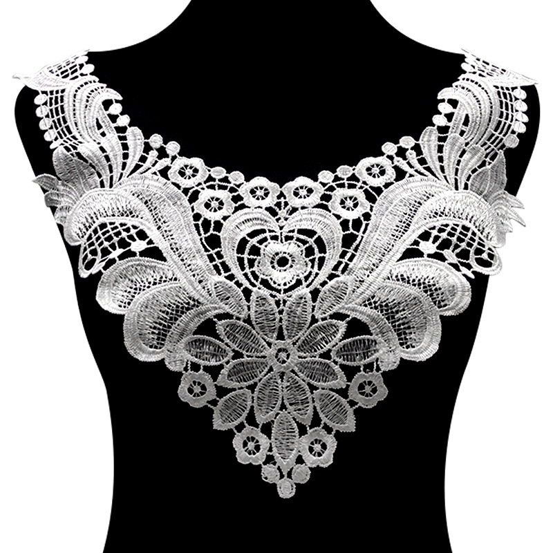 Yiwu vees lahustuv pitskrae polüesterpitsist korsaažitükid õõnsad võltskraed isetegemise rõivaaksessuaarid krae pits