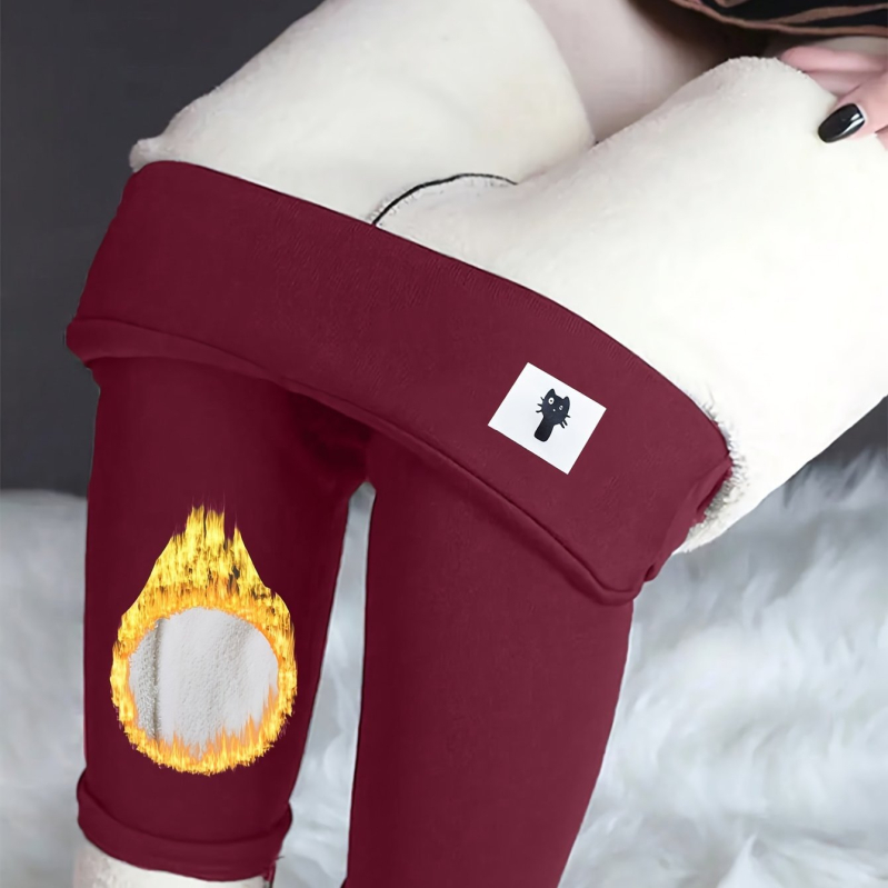 AliExpress Xiyin Explosions ženske uske hlače visokog struka s izvezenim mačkama i flis podstavom, za jesen i zimu, bazne hlače za trčanje i jahanje