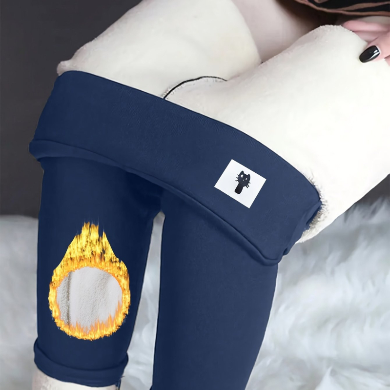 AliExpress Xiyin Explosions ženske uske hlače visokog struka s izvezenim mačkama i flis podstavom, za jesen i zimu, bazne hlače za trčanje i jahanje