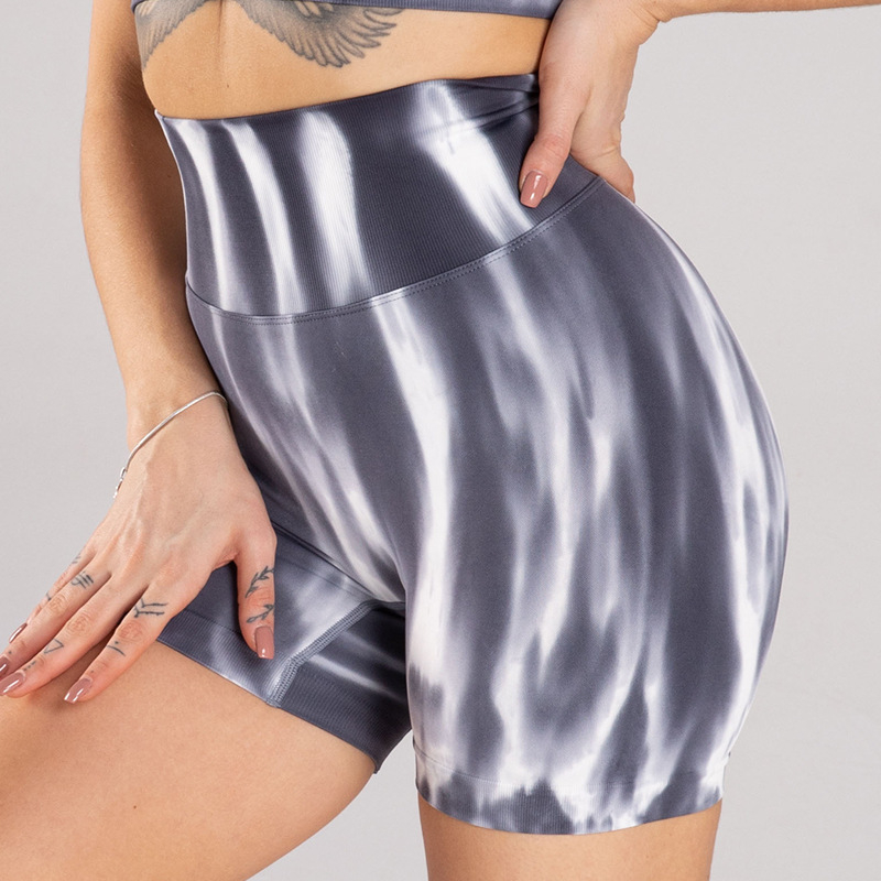 Lipsuvärvi virsikuvärvi tagumikuga naiste lühikesed püksid, Euroopa ja Ameerika Aurora erksavärvilised joogapüksid ülerõivasteks, kõrge vöökohaga tagumikku tõstvad kolmepunktilised spordipüksid