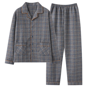 Διασυνοριακές χονδρικές πιτζάμες ανδρικές ανοιξιάτικες και φθινοπωρινές, χοντρές βαμβακερές μακρυμάνικες, φθινοπωρινές και χειμωνιάτικες, λεπτές χειμωνιάτικες βαμβακερές air cotton ενδυμασίες για το σπίτι