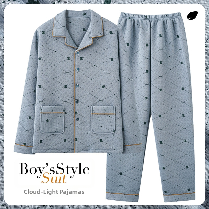 Трансгранични едрови пижами за мъже, пролетни и есенни, дебели памучни, с дълъг ръкав, есенни и зимни, тънки зимни памучни, ефирни, памучни, домашни дрехи