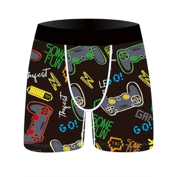 Μοντέρνο νεανικό 3D ψηφιακή εκτύπωση βιντεοπαιχνιδιών σε απόθεμα, ανδρικό εσώρουχο μποξεράκι μεσαίου μήκους, χωρίς ραφές και φιλικό προς το δέρμα, με αντιβακτηριδιακό τρόπο.