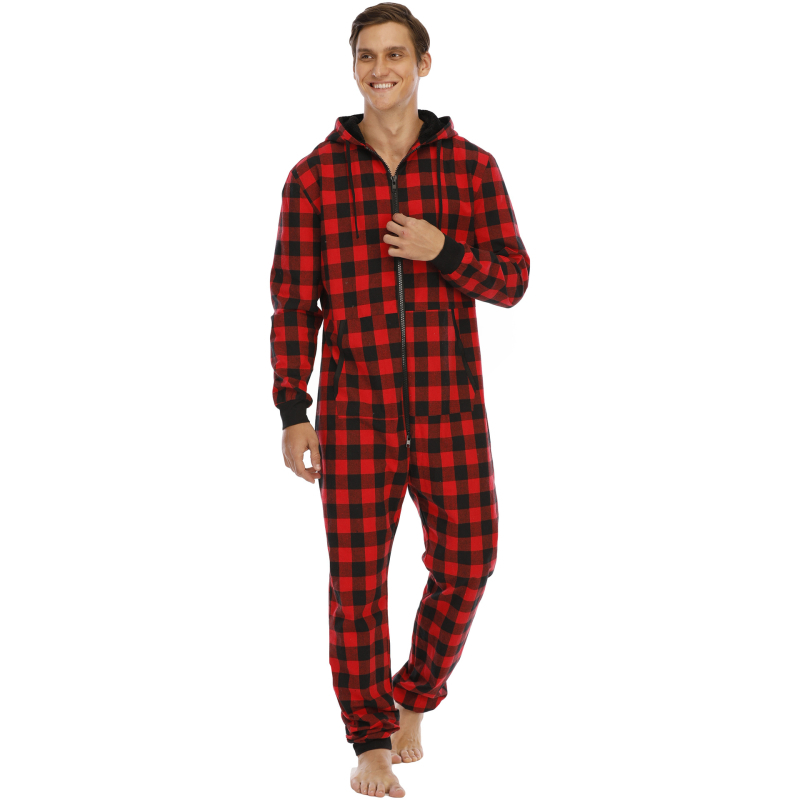 Euroopa ja Ameerika Amazoni piiriüleste meeste flanell-ruuduline kapuutsiga koduriiete pidžaamade põlvkond