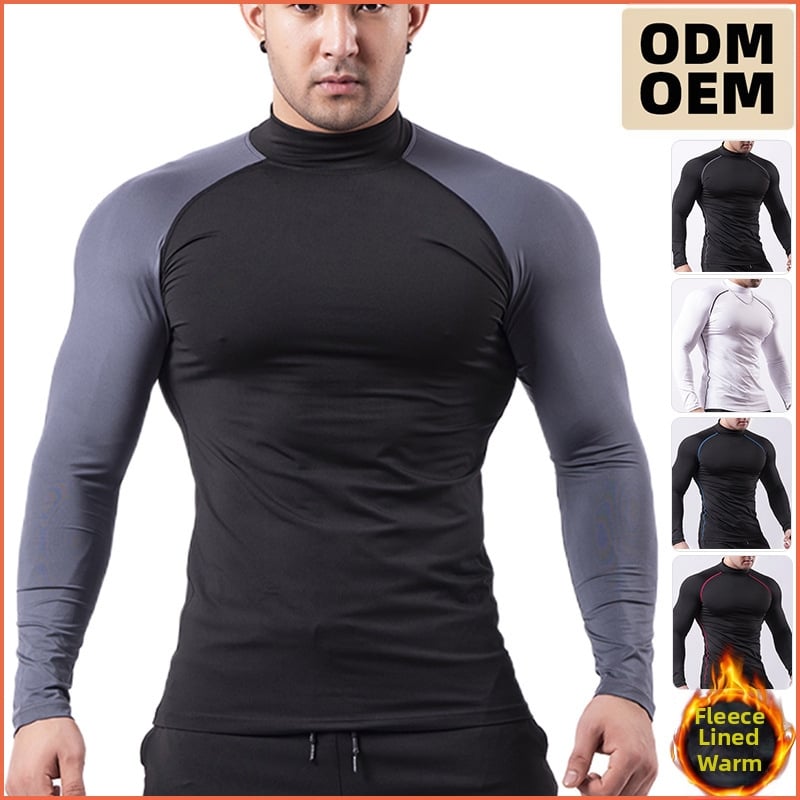 Ανδρικό αθλητικό κοστούμι 2023 με ψηλό γιακά, ελαστικό PRO, στενά ρούχα, γρήγορο στέγνωμα στον ιδρώτα, μπλουζάκι για τρέξιμο, αθλητικά είδη LULU στο ίδιο στυλ