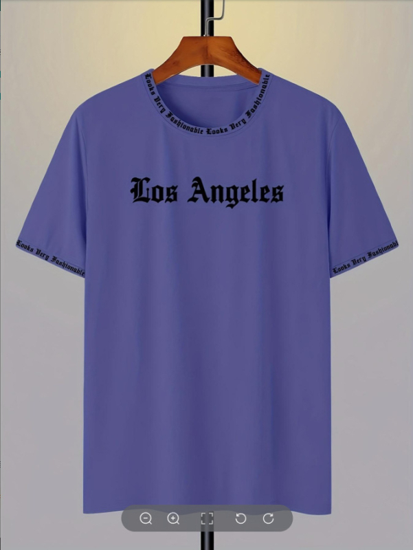 Μπλούζα με στάμπα με γράμματα στο Λος Άντζελες - Μαλακό και αναπνεύσιμο, με κοντό μανίκι, καλοκαιρινό, καθημερινό και street fashion