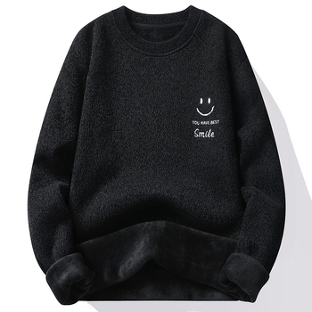 Διανομή και Παράδοση Νέων Πλεκτών Πουλόβερ, Φθινοπωρινών και Χειμερινών Βελούδινων Φούτερ με Στρογγυλή Λαιμόκοψη και Κέντημα για Άνδρες