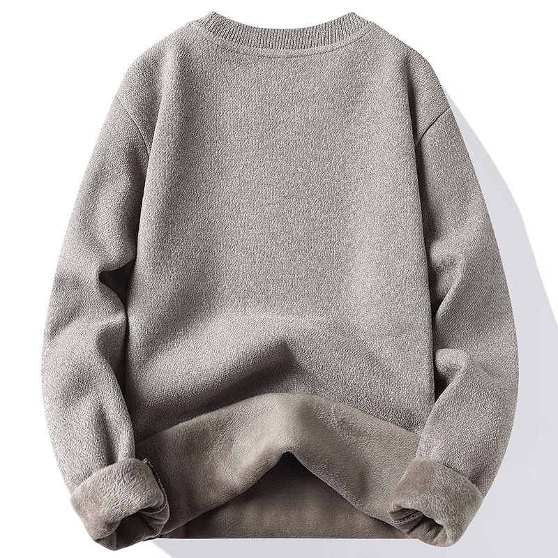 Διανομή και Παράδοση Νέων Πλεκτών Πουλόβερ, Φθινοπωρινών και Χειμερινών Βελούδινων Φούτερ με Στρογγυλή Λαιμόκοψη και Κέντημα για Άνδρες