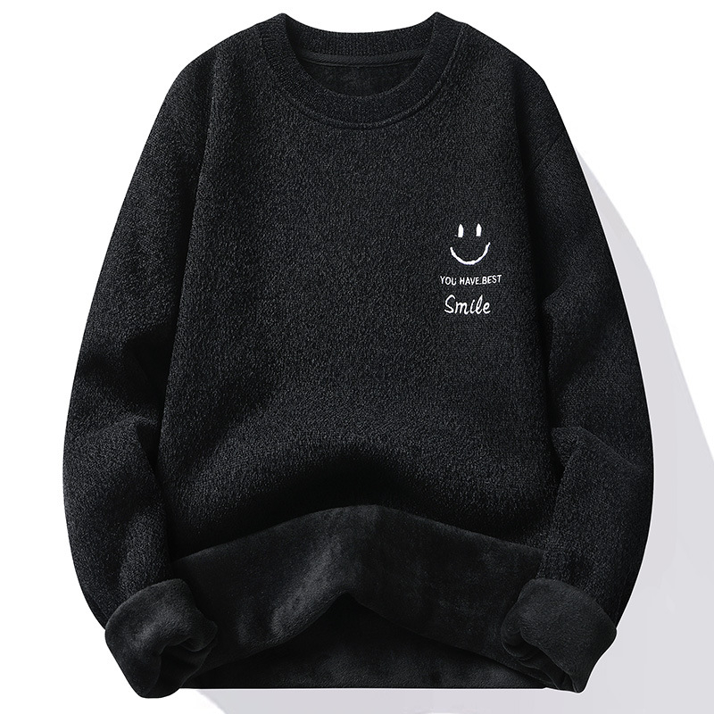 Διανομή και Παράδοση Νέων Πλεκτών Πουλόβερ, Φθινοπωρινών και Χειμερινών Βελούδινων Φούτερ με Στρογγυλή Λαιμόκοψη και Κέντημα για Άνδρες