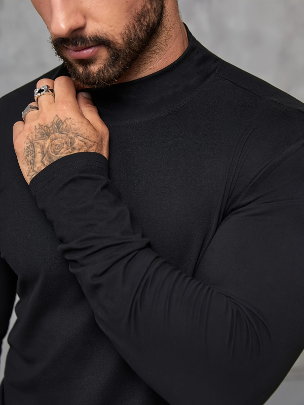 Αποκλειστικά σε όλες τις χώρες για την άνοιξη του 2025, νέο λεπτό μπλουζάκι με ημιψηλό γιακά και μακριά μανίκια, τοπ αθλητικό και fitness base.