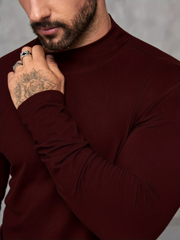 Αποκλειστικά σε όλες τις χώρες για την άνοιξη του 2025, νέο λεπτό μπλουζάκι με ημιψηλό γιακά και μακριά μανίκια, τοπ αθλητικό και fitness base.