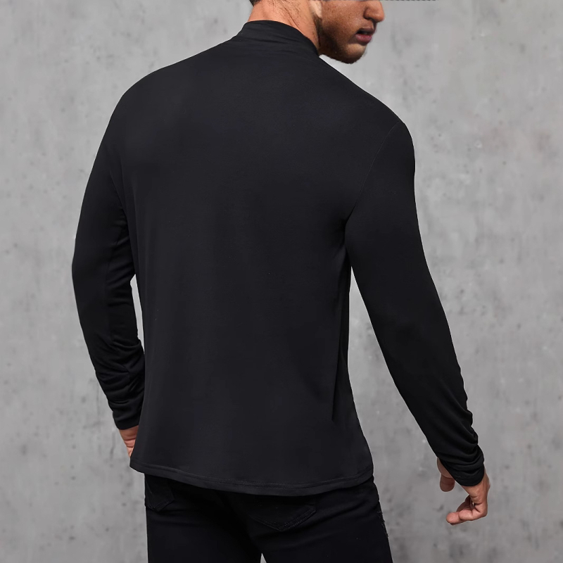 Αποκλειστικά σε όλες τις χώρες για την άνοιξη του 2025, νέο λεπτό μπλουζάκι με ημιψηλό γιακά και μακριά μανίκια, τοπ αθλητικό και fitness base.