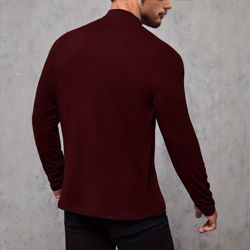 Αποκλειστικά σε όλες τις χώρες για την άνοιξη του 2025, νέο λεπτό μπλουζάκι με ημιψηλό γιακά και μακριά μανίκια, τοπ αθλητικό και fitness base.