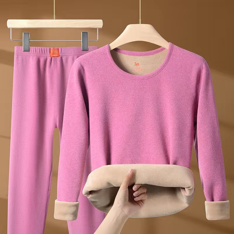 [Χοντρό μάλλινο] χειμωνιάτικο καμηλό θερμικό εσώρουχο, ανδρικό και γυναικείο κοστούμι, με φλις επένδυση και χοντρό μισό ζιβάγκο