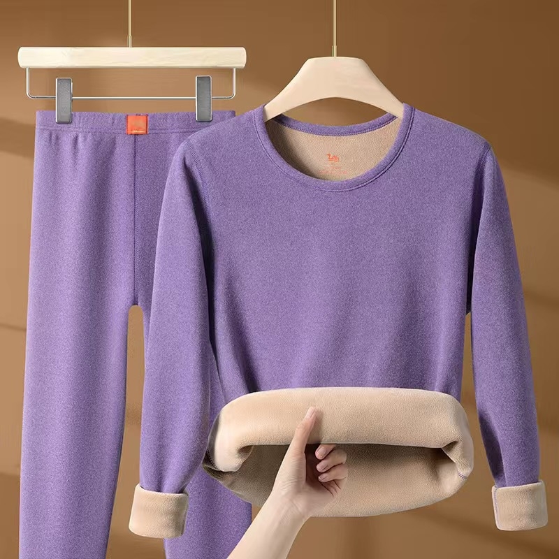 [Χοντρό μάλλινο] χειμωνιάτικο καμηλό θερμικό εσώρουχο, ανδρικό και γυναικείο κοστούμι, με φλις επένδυση και χοντρό μισό ζιβάγκο