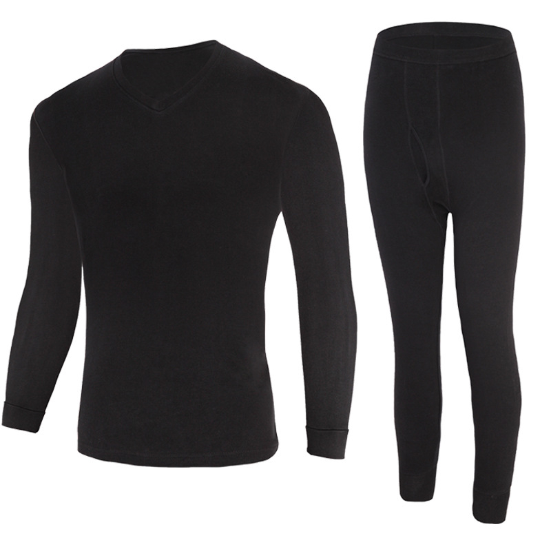2021 m. V formos iškirptės medvilninis rudens drabužių komplektas, vienspalvis vyriškas šiltas rudens ir žiemos medvilninis vyriškas apatinis trikotažas su rudens kelnėmis