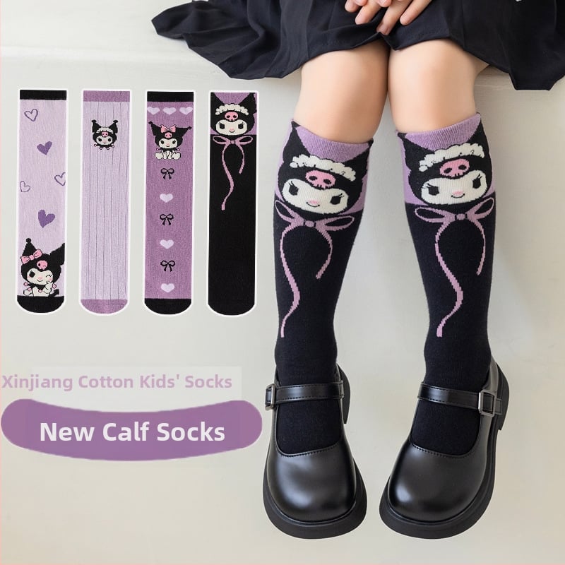 Παιδικές κάλτσες kulomi για κορίτσια, κάλτσες μοσχαριού, άνοιξη και φθινόπωρο, χαριτωμένες κάλτσες κινουμένων σχεδίων, βρεφικές κάλτσες ψηλής ποιότητας από βαμβάκι χονδρικής