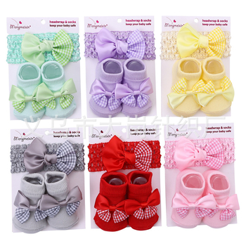 2023. aasta armsad printsessi lipsuga beebisokid, väliskaubanduse ühevärvilised kommid, Euroopa ja Ameerika lastesokid, peapaelte komplekt