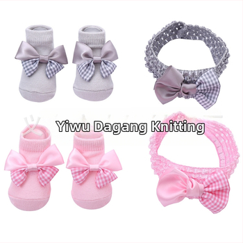 2023 Χαριτωμένες κάλτσες μωρού με τόξο πριγκίπισσας Εξωτερικού Εμπορίου Μονόχρωμες καραμέλες Ευρωπαϊκές και αμερικανικές παιδικές κάλτσες με κορδέλα για τα μαλλιά