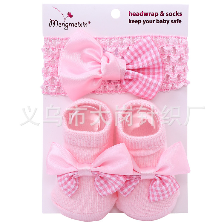 2023. aasta armsad printsessi lipsuga beebisokid, väliskaubanduse ühevärvilised kommid, Euroopa ja Ameerika lastesokid, peapaelte komplekt