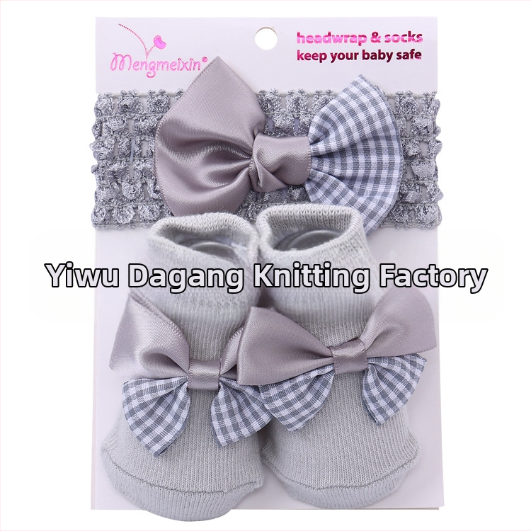 2023. aasta armsad printsessi lipsuga beebisokid, väliskaubanduse ühevärvilised kommid, Euroopa ja Ameerika lastesokid, peapaelte komplekt