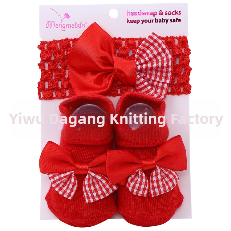 2023. aasta armsad printsessi lipsuga beebisokid, väliskaubanduse ühevärvilised kommid, Euroopa ja Ameerika lastesokid, peapaelte komplekt