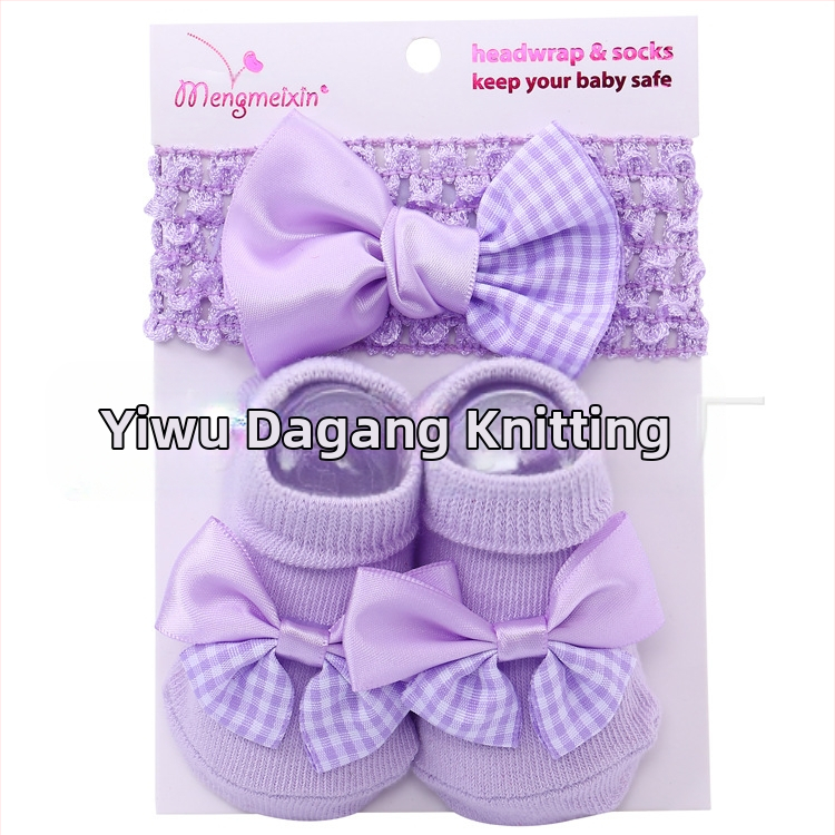 2023. aasta armsad printsessi lipsuga beebisokid, väliskaubanduse ühevärvilised kommid, Euroopa ja Ameerika lastesokid, peapaelte komplekt