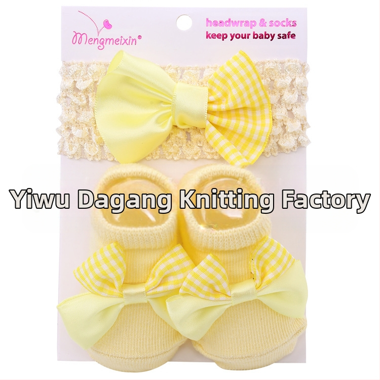 2023. aasta armsad printsessi lipsuga beebisokid, väliskaubanduse ühevärvilised kommid, Euroopa ja Ameerika lastesokid, peapaelte komplekt